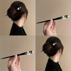[2pcs Retro Wooden Hair Clip] 2pcs Retro Wooden Lily Of The Valley Hair Clip - Suitable for Traditional Chinese Clothing And Elegant Hair Bun