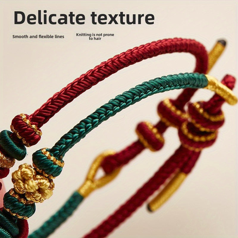 Elegant Dimple Knot Blessing Bracelet — Hand-Woven Nylon Rope, Love • Protection • Prosperity Energy, Adjustable Everyday Talisman