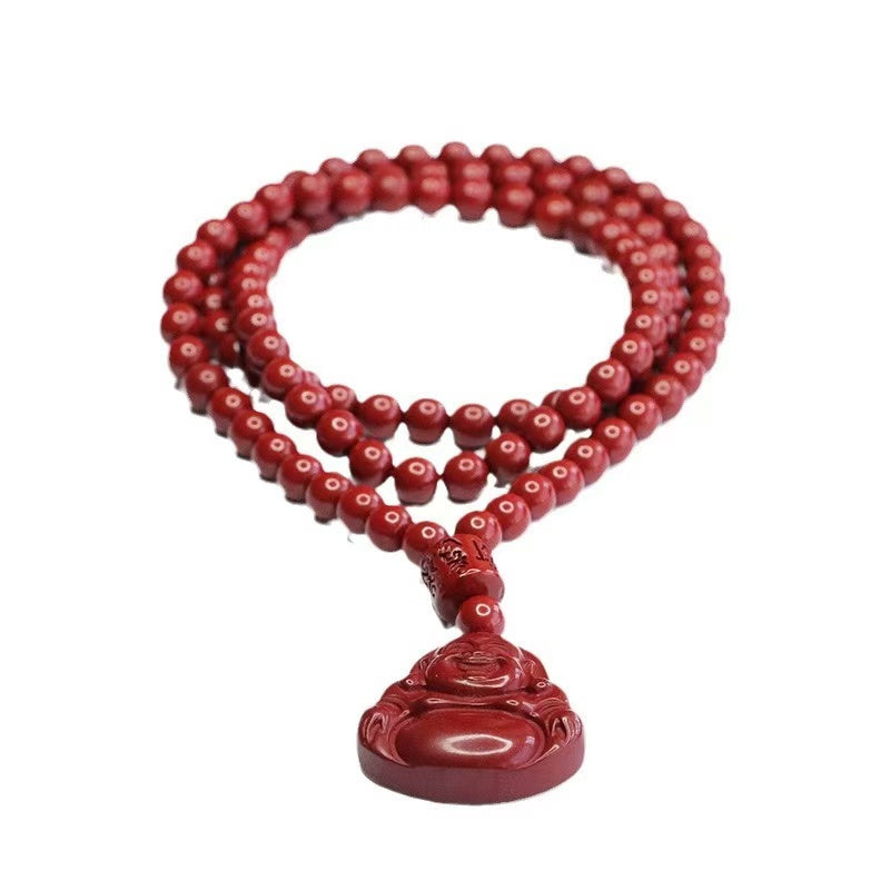 Men's Cinnabar Red Buddha Pendant Necklace - Protective Energy & Grounding for Daily Wear, Parties & Travel