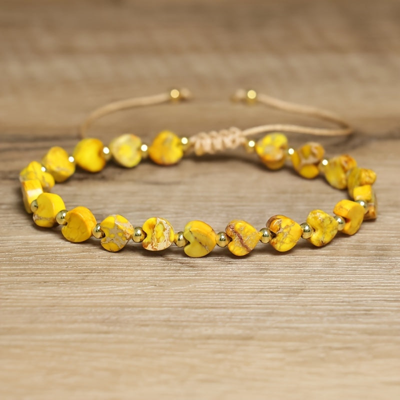 Boho Vacation Rainbow Stone Beaded Bracelet - Adjustable Natural Gemstone Energy Healing Jewelry for Daily Wear