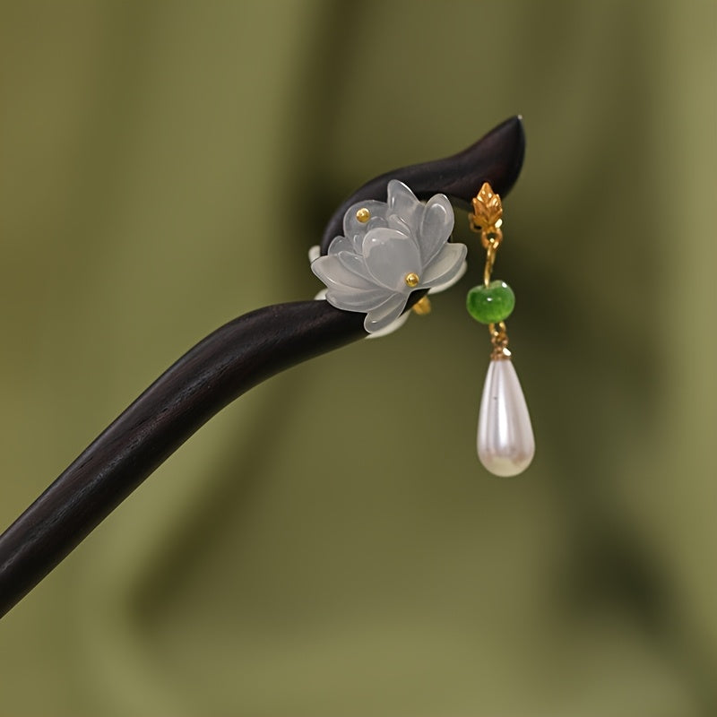 New Chinese Style Lotus Hairpin For Women - Ancient Wooden Disc Design with Hanfu Qipao Energy Flow for Mindful Adornment