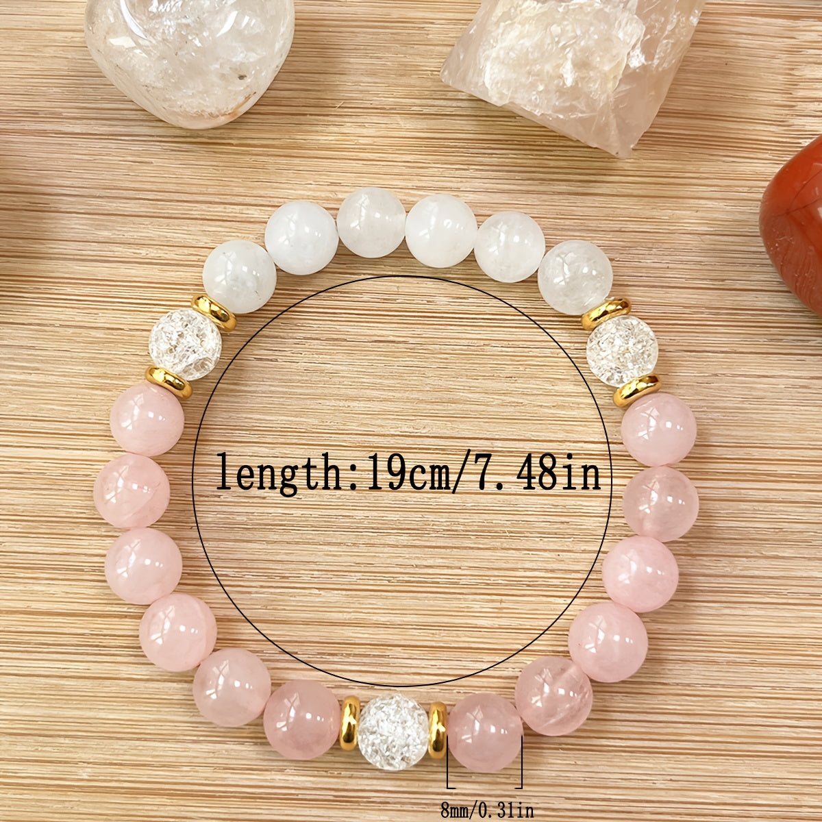 Pink Rose Quartz & White Stone Y2K Chakra Bracelet for Harmony & Protection