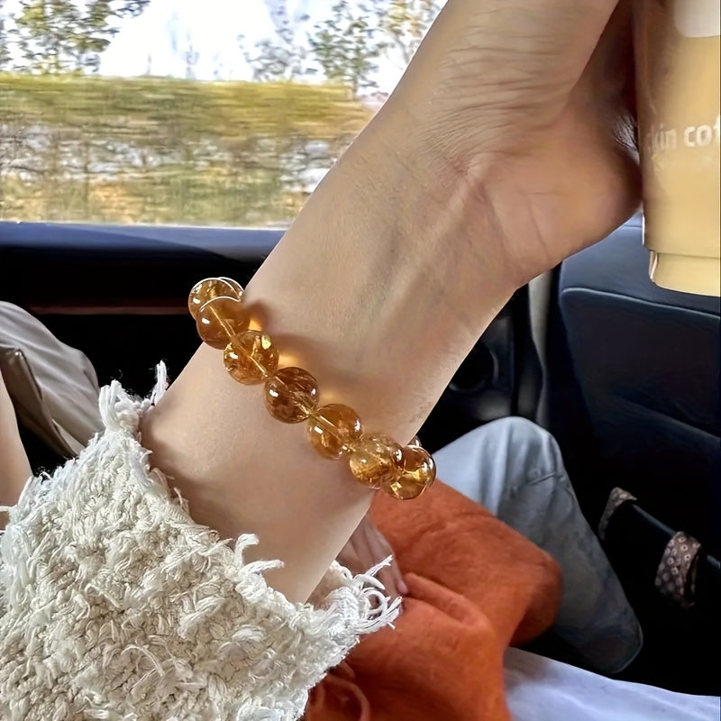 12mm Citrine Hand Chain for Luck & Wealth - Daily Wear & Gift for All Occasions