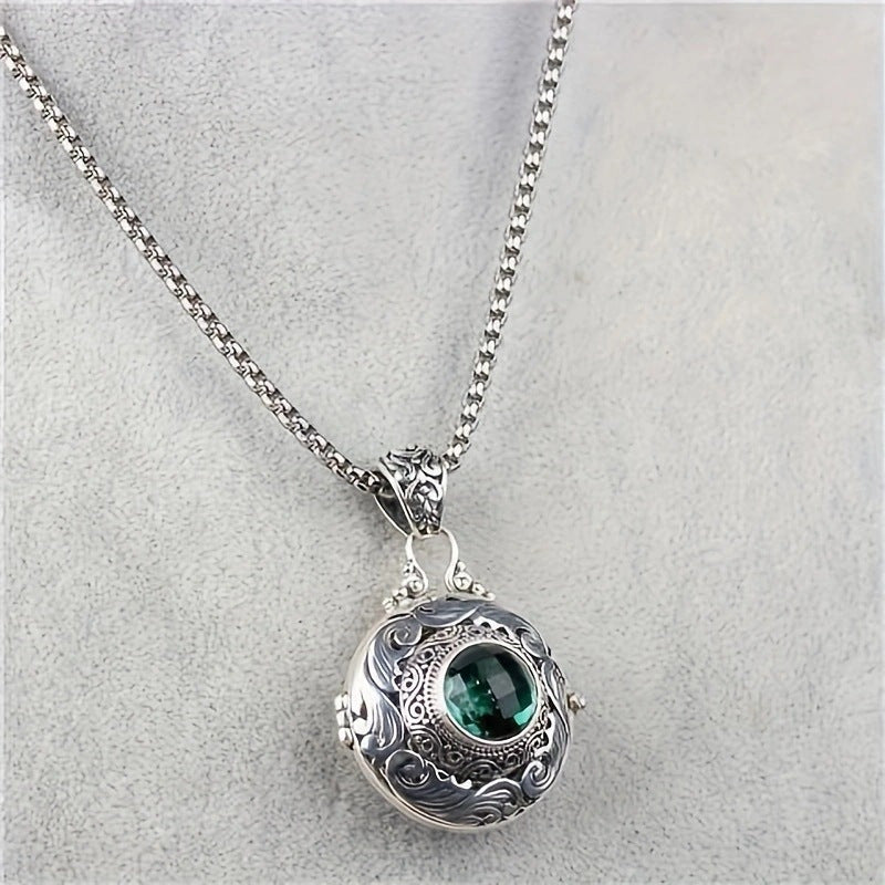 Vintage-Inspired Alloy Pendant Necklace - Bohemian Style Energy & Synthetic Zircon Spiritual Meaning