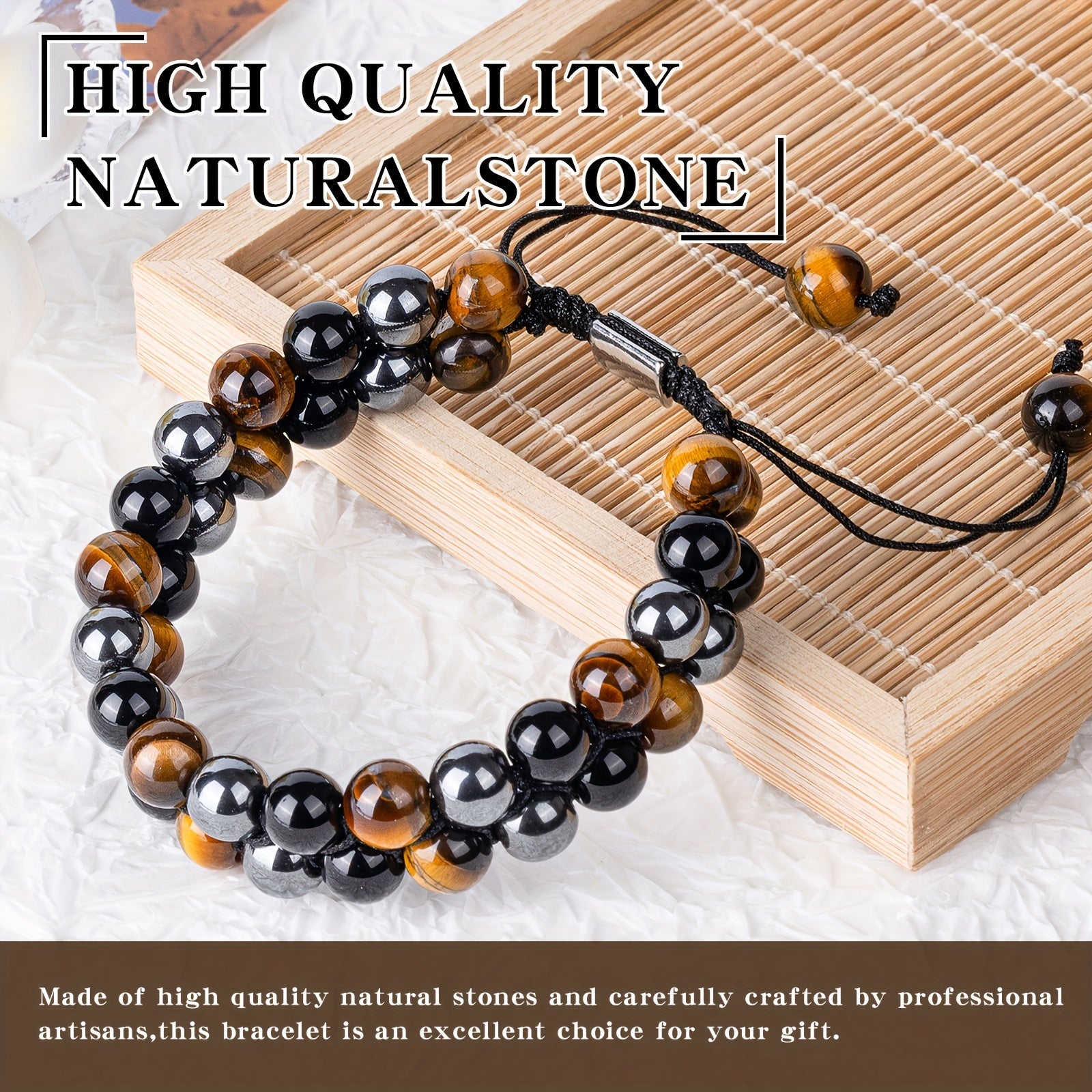 Tiger's Eye, Obsidian & Hematite 8mm Bead Bracelet - Triple Protection for Energy Balance & Spiritual Harmony