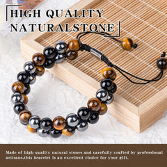 Tiger's Eye, Obsidian & Hematite 8mm Bead Bracelet - Triple Protection for Energy Balance & Spiritual Harmony