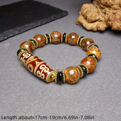 Tibetan Tianyan Agate Dzi Bracelet – Protection, Wisdom & Positive Energy Stone Jewelry for Balance and Spiritual Growth