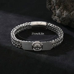 Elegant 304 Stainless Steel Tree Design Men's Bracelet - Golden Plated Magnetic Clasp for Energy Protection & Couple Gifts