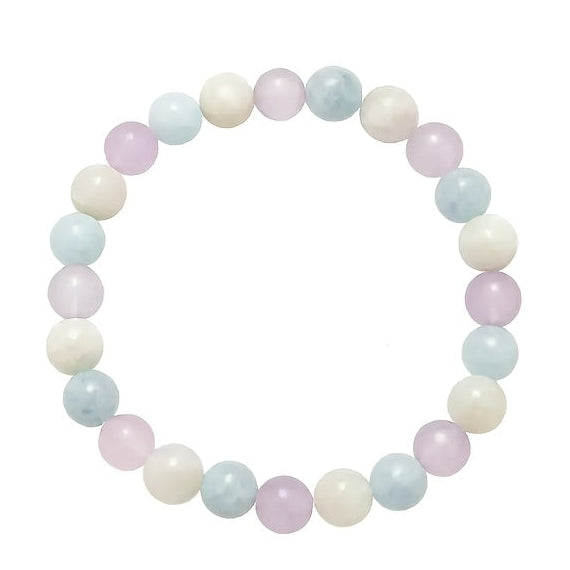Bohemian Meditation Bracelet with Quartz Kunzite & Rainbow Moonstone - Clarity & Spiritual Awakening Jewelry