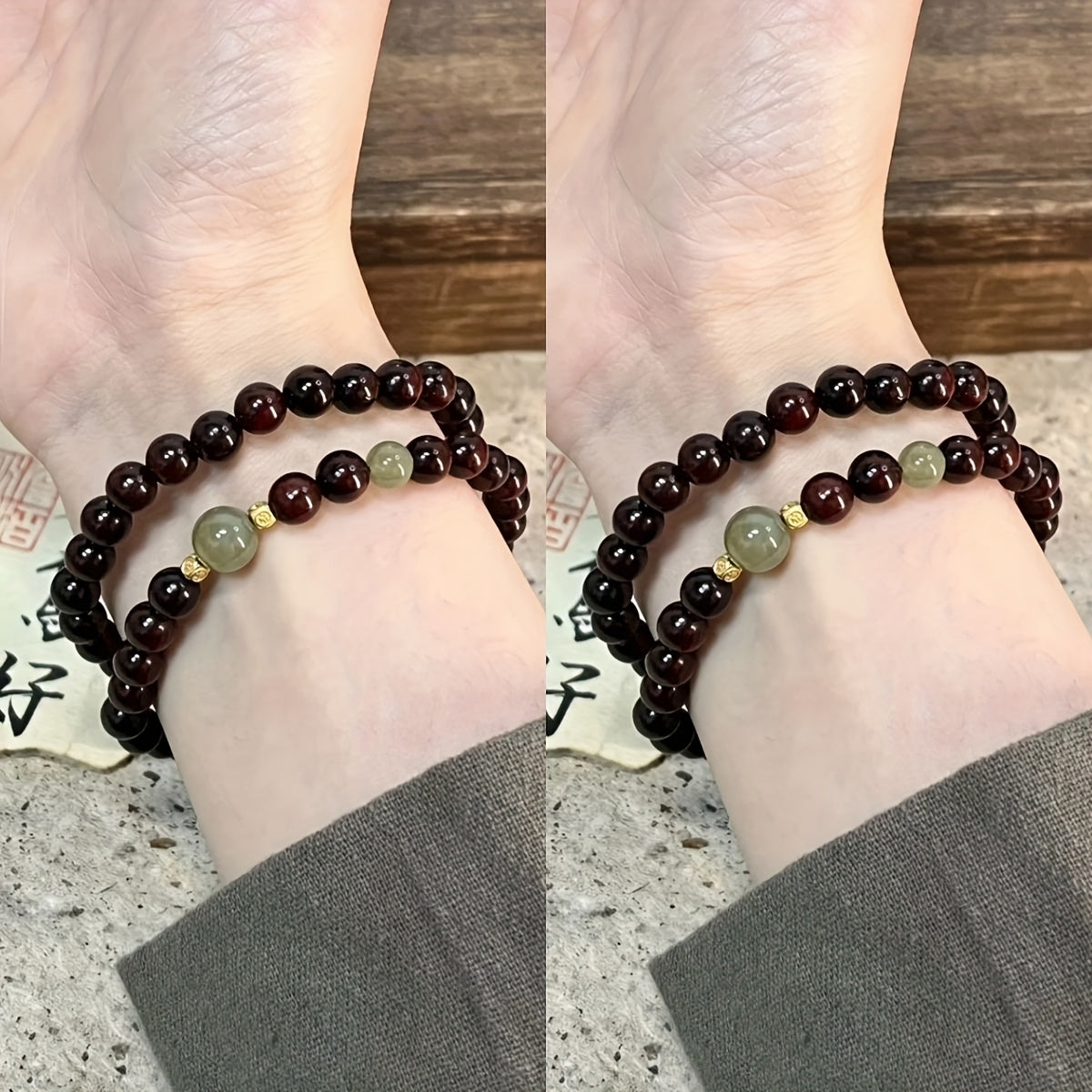 Double-Layer Natural Stone Prayer Bead Bracelet - Spiritual Harmony & Protection