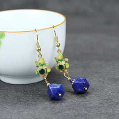 Matte Silver & Lapis Lazuli Geometric Drop Earrings — A Quiet Anchor for the In-Between Years