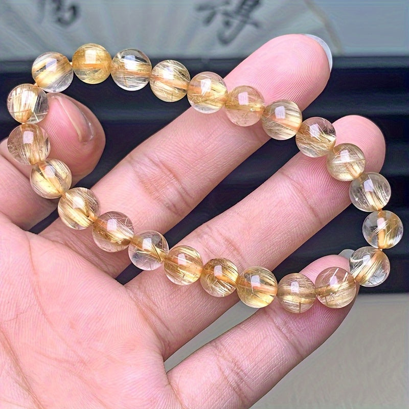 Bohemian Yellow Crystal Bracelet - 6mm Smooth Beads for Energy Flow & Daily Elegance