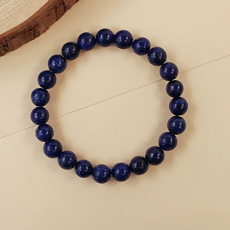 Vintage Elegant Blue Lapis Lazuli Beaded Bracelet - March Birthstone for Daily Wear & Mardi Gras