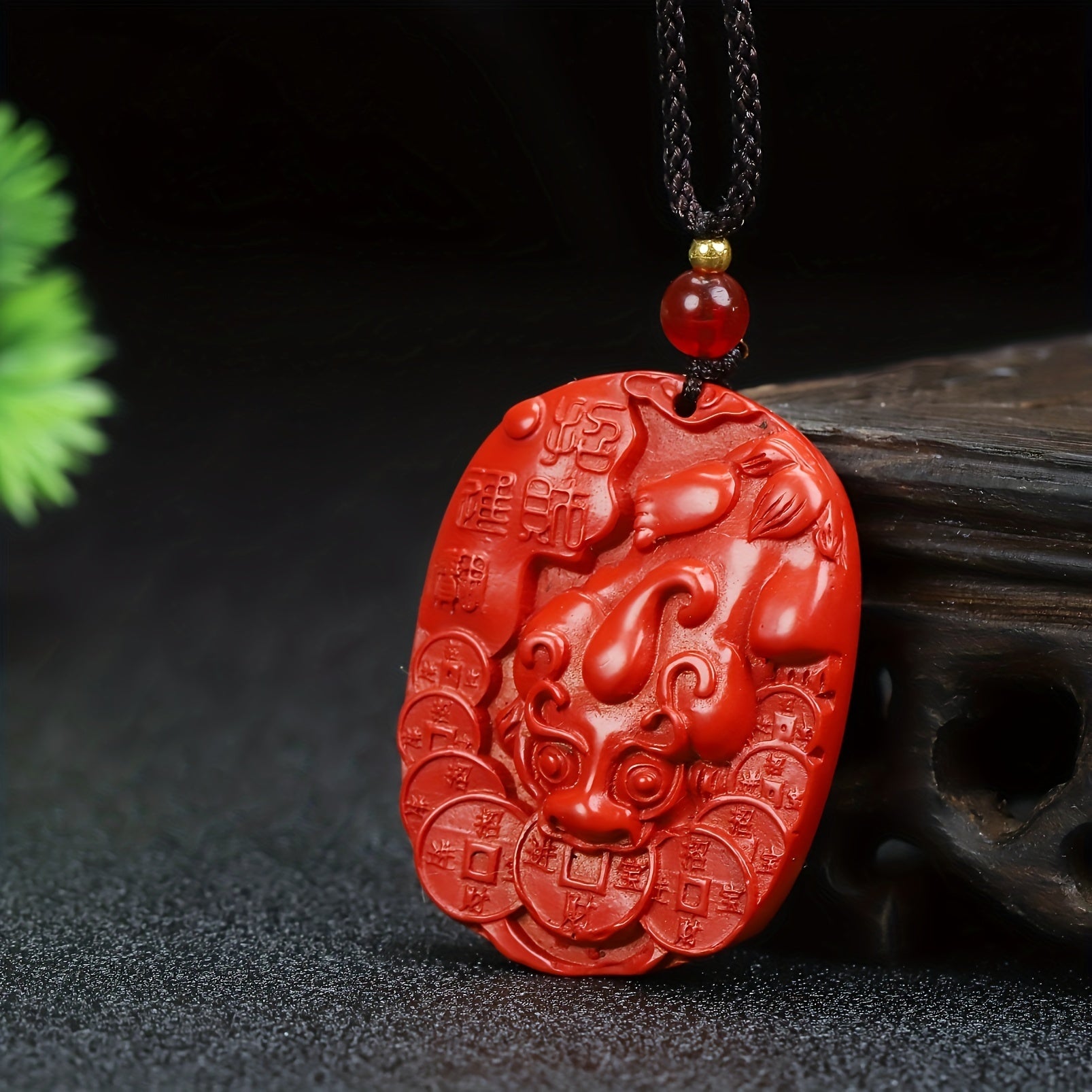 Chinese Cinnabar Pixiu Pendant for Wealth, Protection & Spiritual Balance - Traditional Red Stone Jewelry