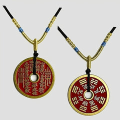 Vintage Feng Shui Copper Coin Amulet Necklace – Protection, Energy Balance & Spiritual Harmony Hand-Woven Feng Shui Style for Wealth, & Success