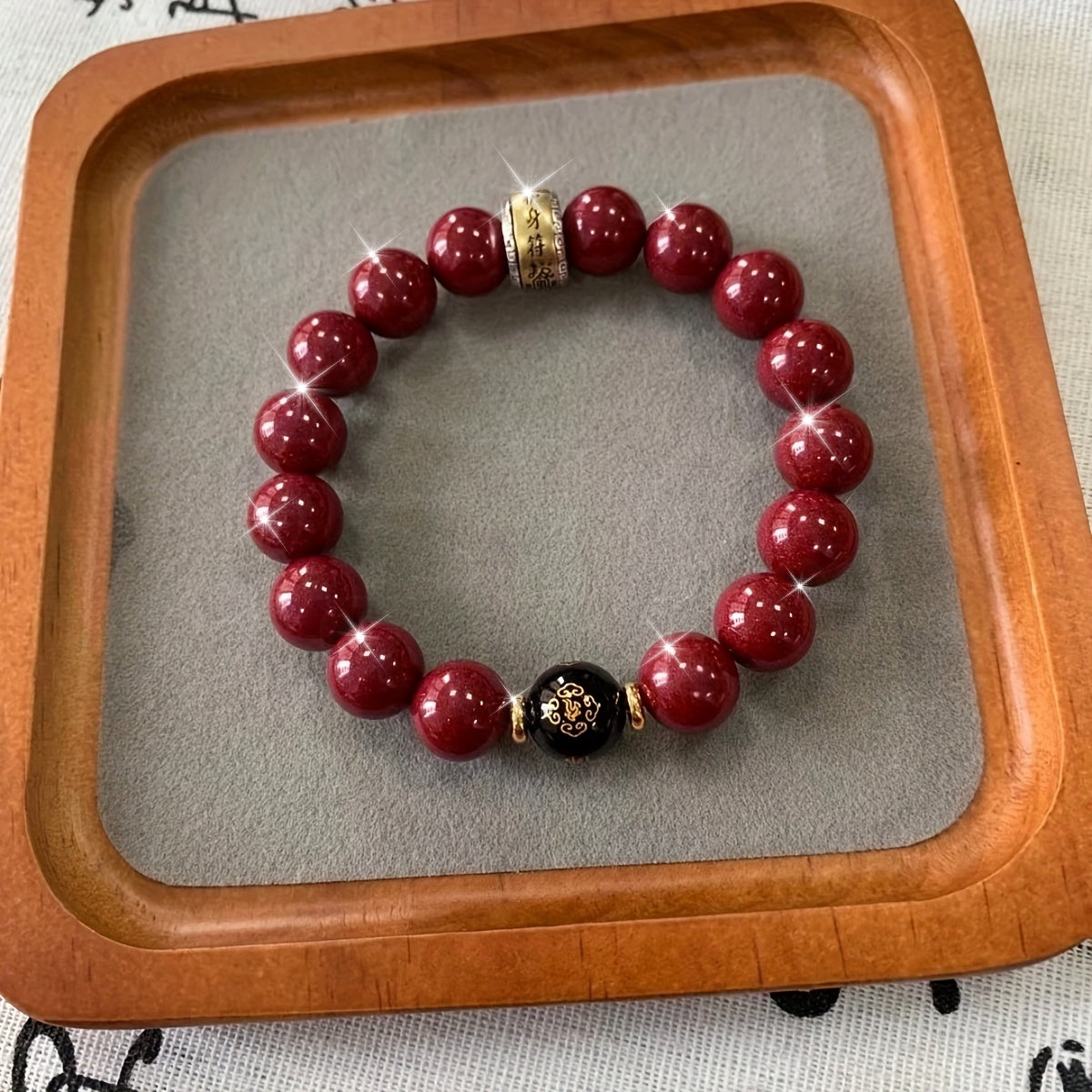 Chinese Vermilion Bead Bracelet - Natural Cinnabar Zodiac Protector for Energy & Harmony