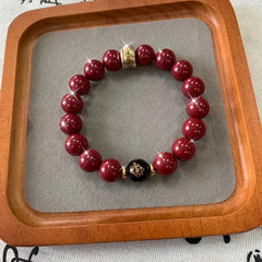 Chinese Vermilion Bead Bracelet - Natural Cinnabar Zodiac Protector for Energy & Harmony