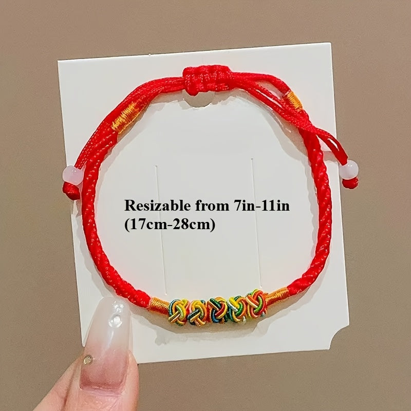 Colorful Hand-Woven Couple Bracelet - Red String Lucky Charm for Easter & Valentine's Day