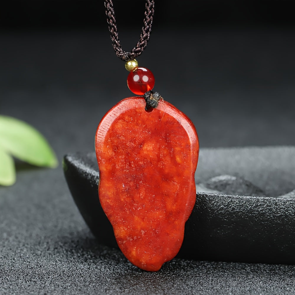 Elegant Red Maple Leaf Pendant for Vitality, Grounding, and New Beginnings
