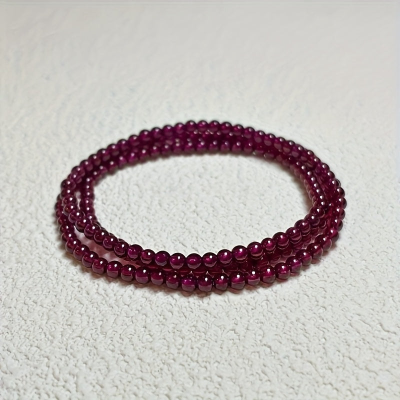 Elegant Natural Almandine Garnet Bracelet - Multi-Strand Design for January Birthstone Energy