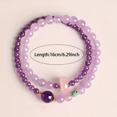 1pc Elegant Purple Double Circle Bracelet - Simple Lavender Stackable Bracelet for Harmony & Prosperity