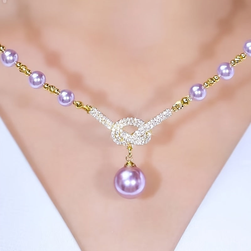 Pearl & Gold Knot Pendant Necklace — Harmony, Luck & Elegance Energy Amulet