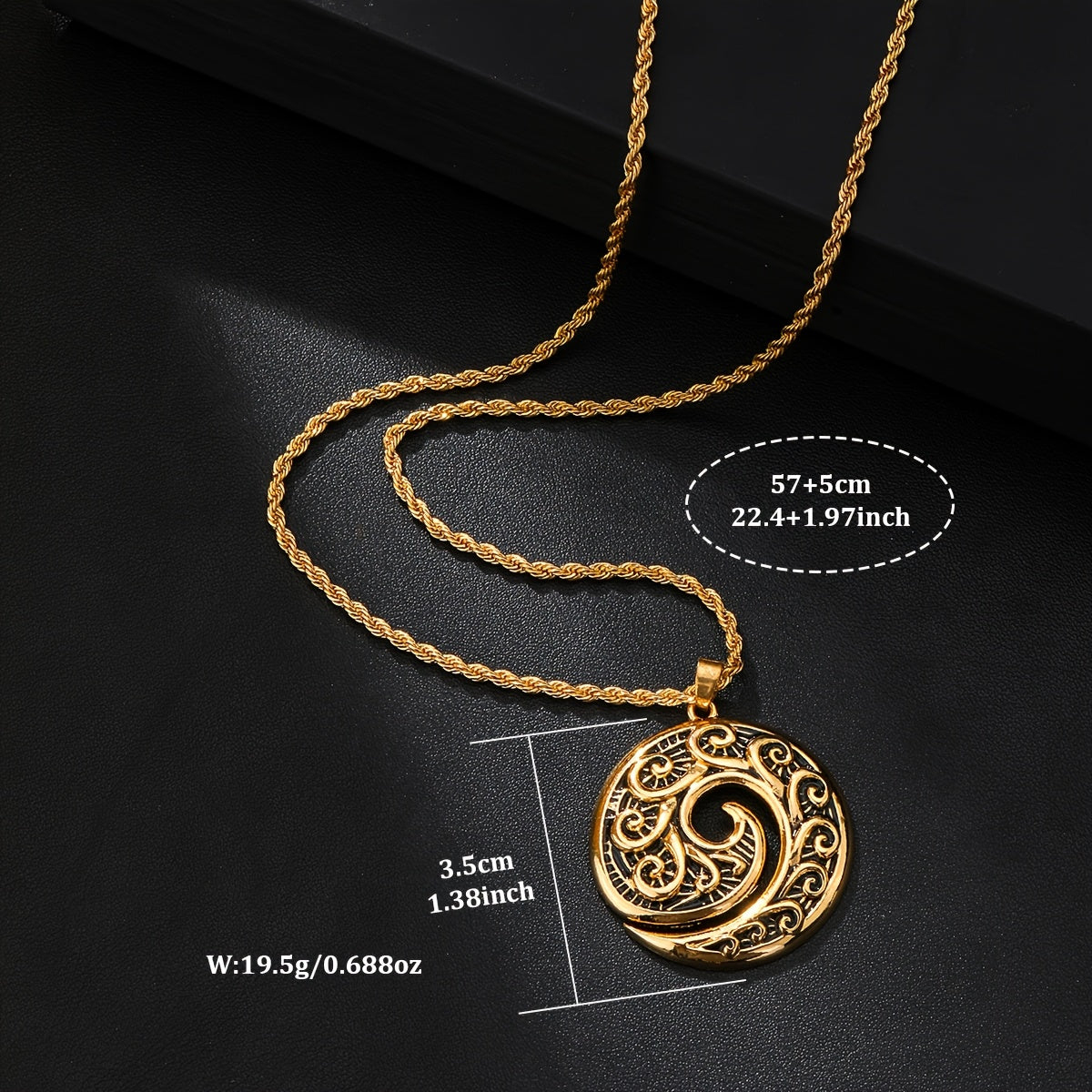 Men's Hip-Hop Black Hawaiian Totem Pendant Necklace - Enhance Spiritual Energy & Harmony