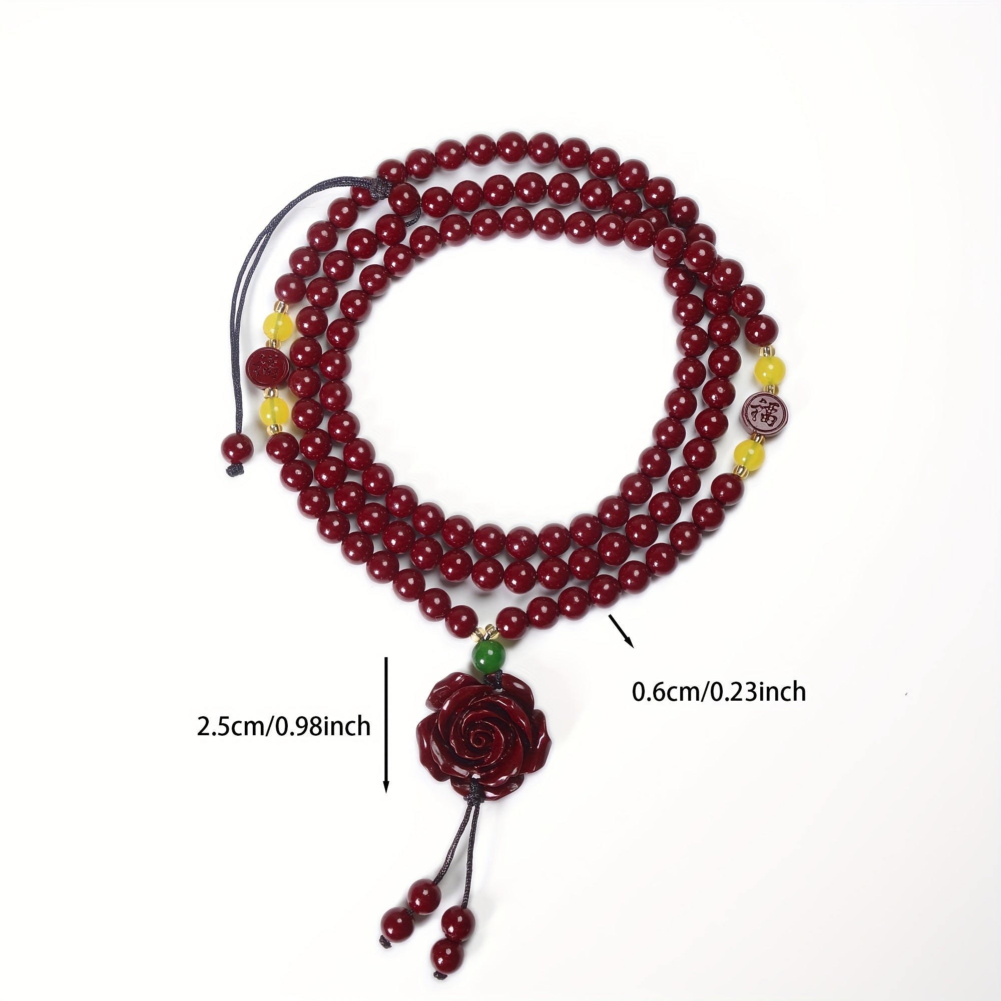 Cinnabar Rose Pendant Necklace - Fashionable Good Luck Charm for Couples