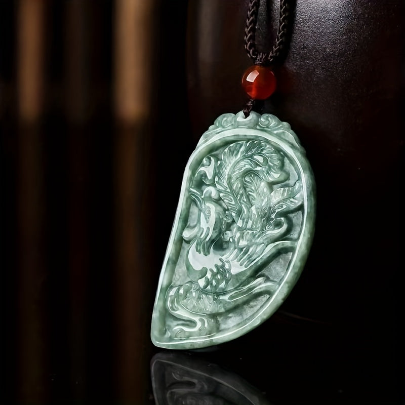 Dragon Phoenix Natural Stone Pendant - Harmony Balance Prosperity Gift for Couples