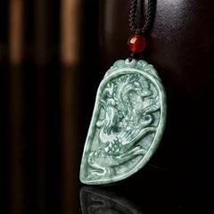 Dragon Phoenix Natural Stone Pendant - Harmony Balance Prosperity Gift for Couples