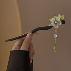 Ancient Style Magnolia Flower Tassel Hairpin - Elegant Alloy Retro Hair Accessory for Mindful Energy & Harmonious Elegance