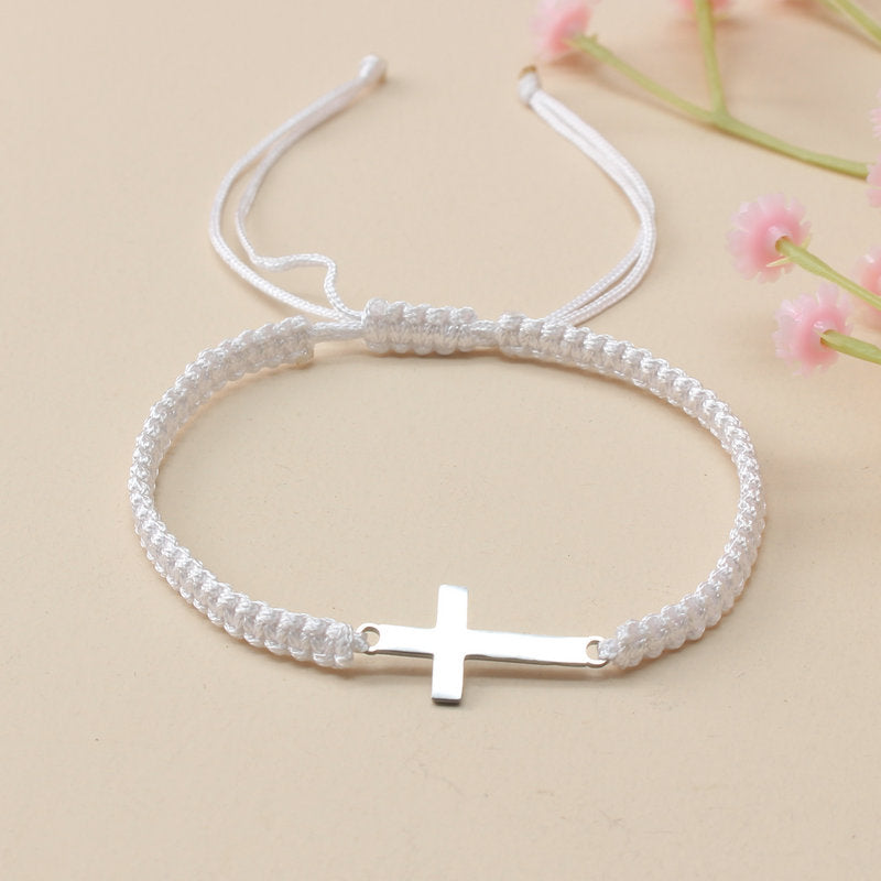 Steel Cross Bracelet - Adjustable Hand Woven Cross for Spiritual Protection & Daily Wear
