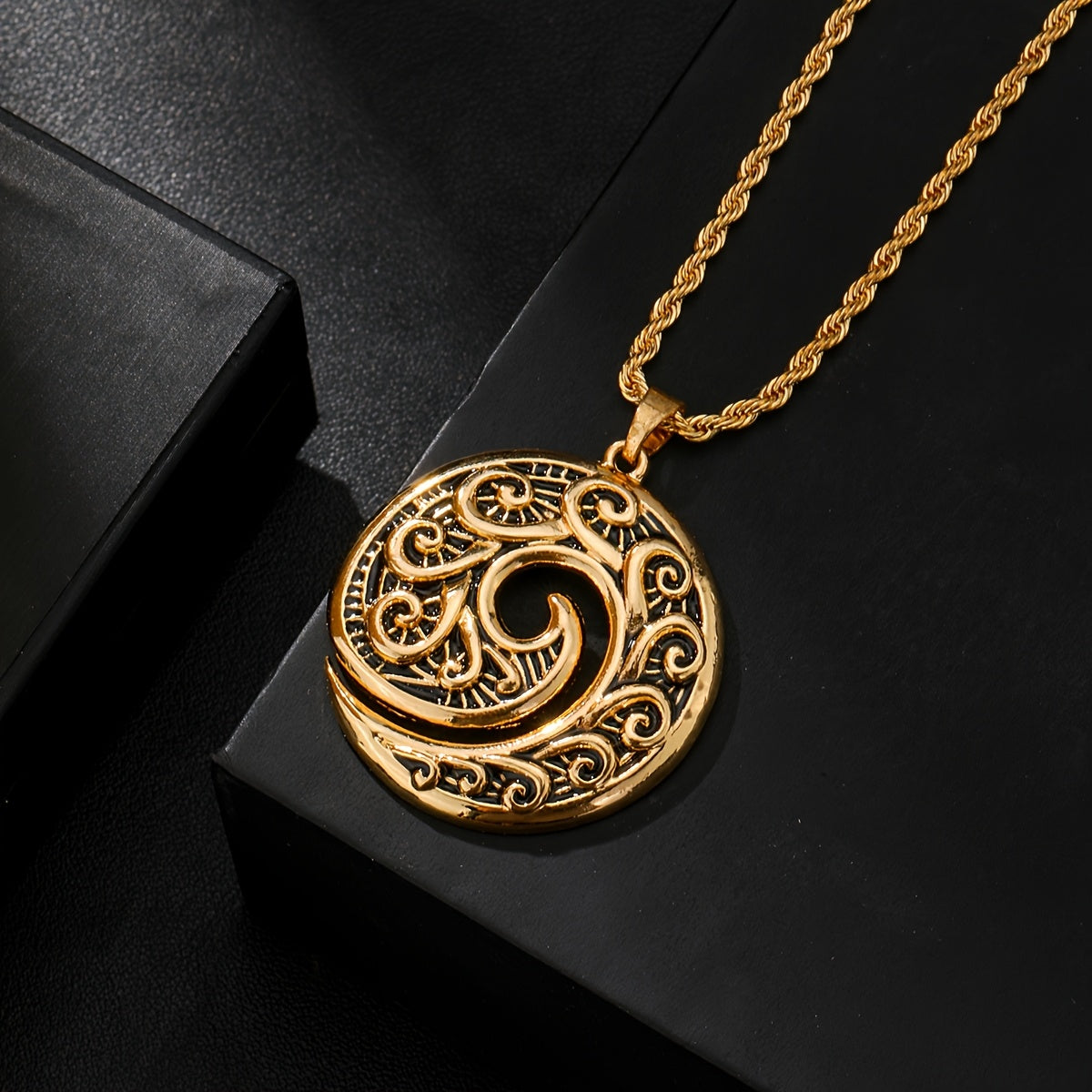 Men's Hip-Hop Black Hawaiian Totem Pendant Necklace - Enhance Spiritual Energy & Harmony