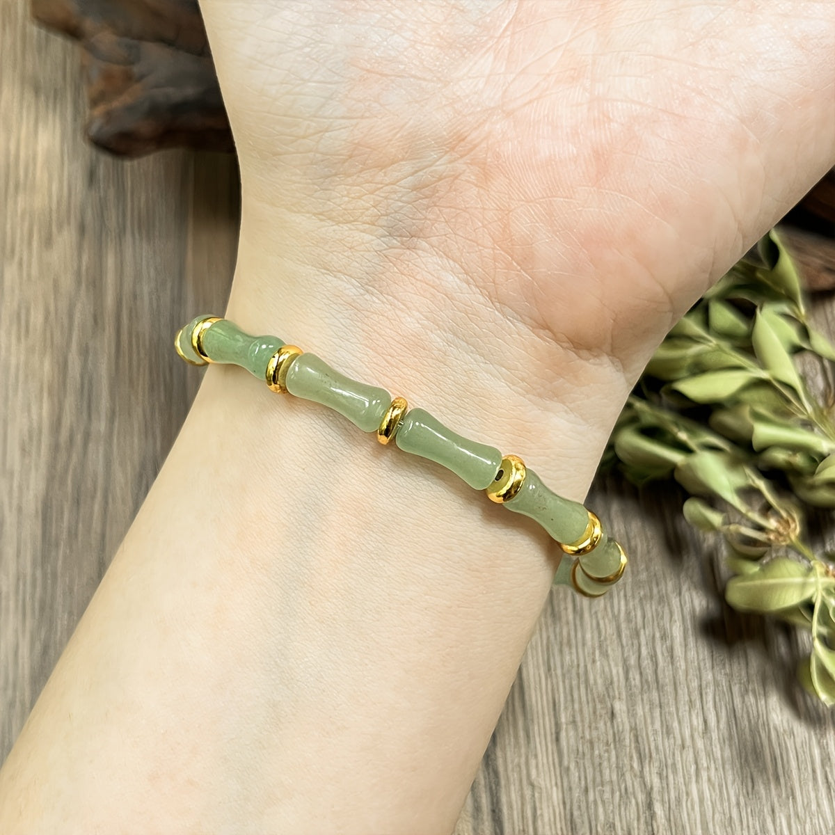 Bamboo Knot Green Aventurine Bracelet — Wealth & Abundance Enhancing Bohemian Jewelry