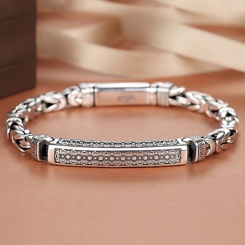 Men's Copper Casual Bracelet with Retro Peace Sign - Woven Chain Design for Energy Balance