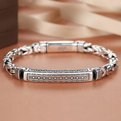 Men's Copper Casual Bracelet with Retro Peace Sign - Woven Chain Design for Energy Balance