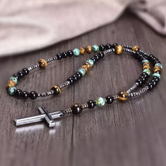 Natural Tiger Eye Cross Pendant - Spiritual Protection & Energy Healing