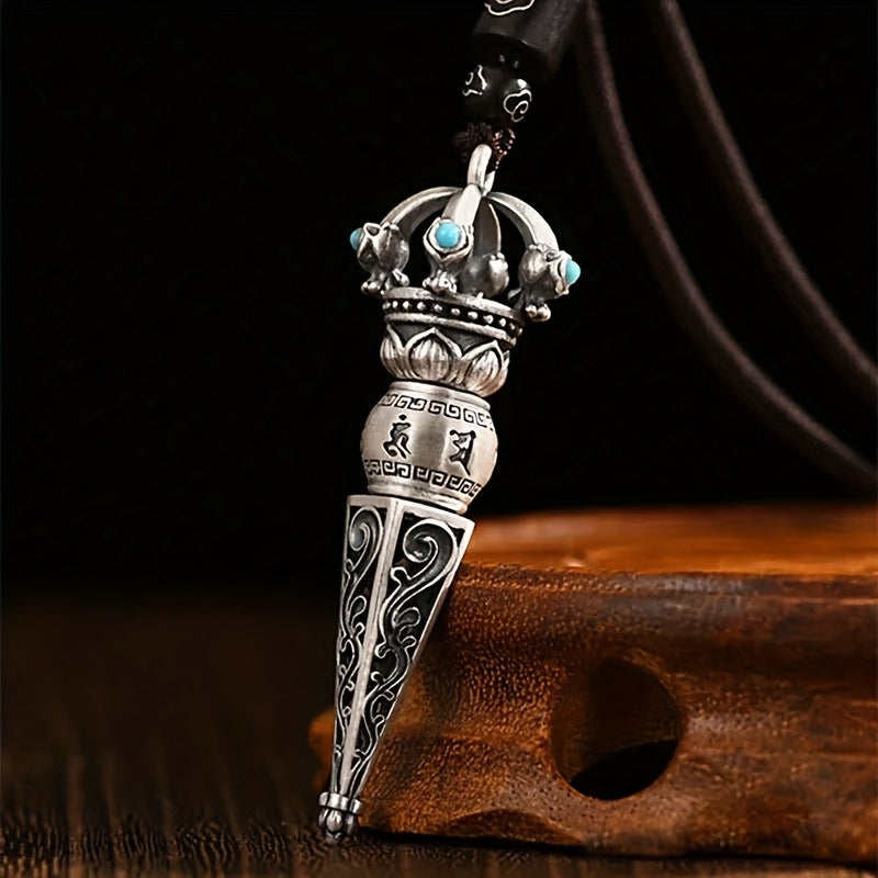 Retro Six-Character Mantra Vajra Pendant — Rotatable Spiritual Necklace for Protection, Energy Balance & Mind-Body Harmony