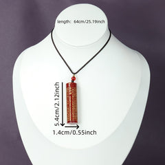 Natural Cinnabar Heart Sutra Pendant Necklace - Harmonious Energy for Protection & Prosperity