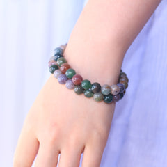 Men's Indian Agate Bracelet - Multi-Color Energy for Protection & Harmony