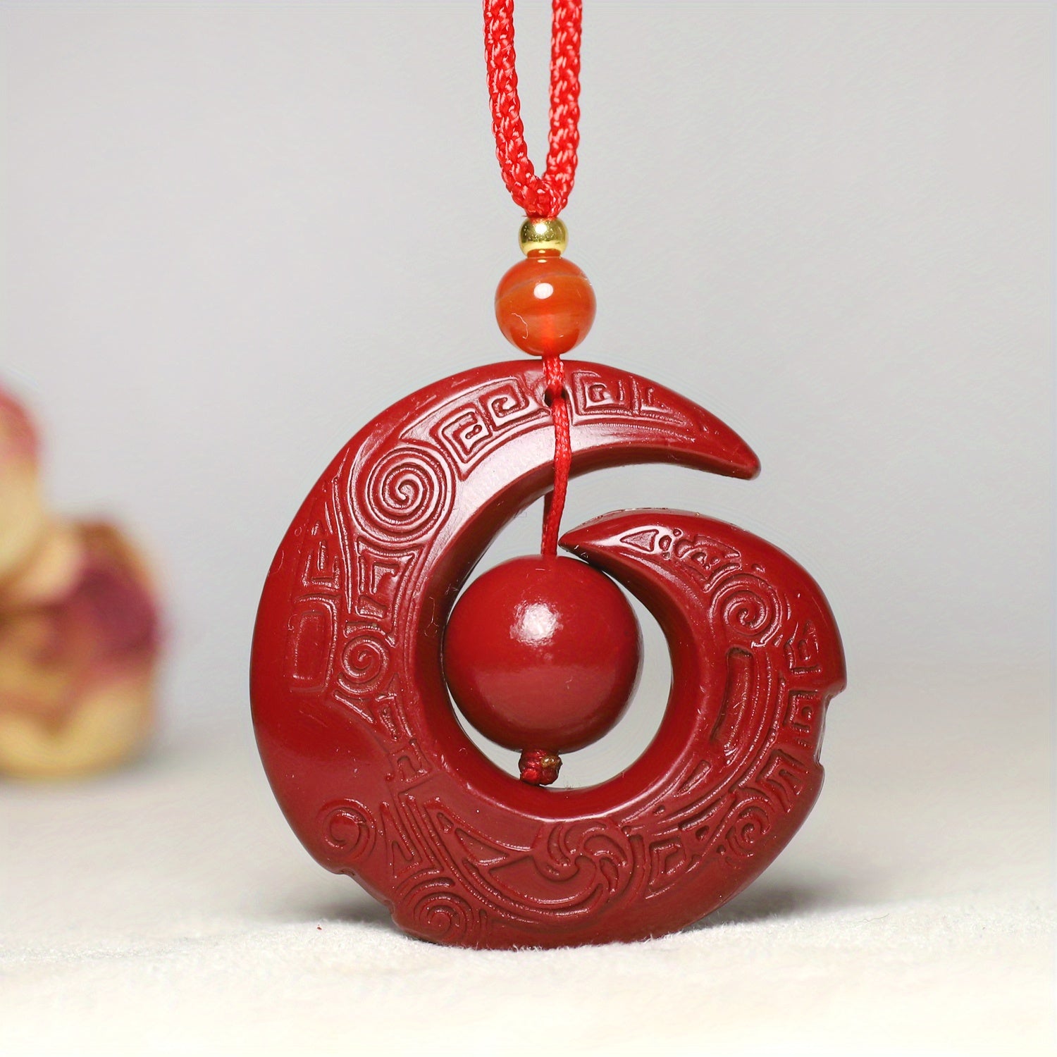 Lucky Cinnabar Pendant Necklace — Protection, Grounding & Heart Energy
