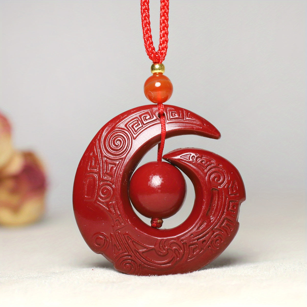 Lucky Cinnabar Pendant Necklace — Protection, Grounding & Heart Energy
