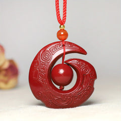 Lucky Cinnabar Pendant Necklace — Protection, Grounding & Heart Energy