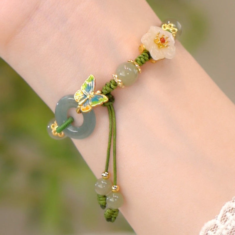 Butterfly Jade Harmony Bracelet — Spiritual Balance & Luck Enhancer, Ethnic Crystal Jewelry