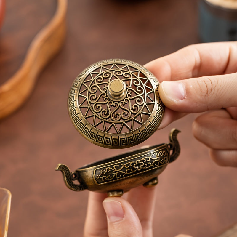 1pc Vintage Brass Incense Burner - Traditional Chinese Design for Yoga Meditation & Holiday Gifts