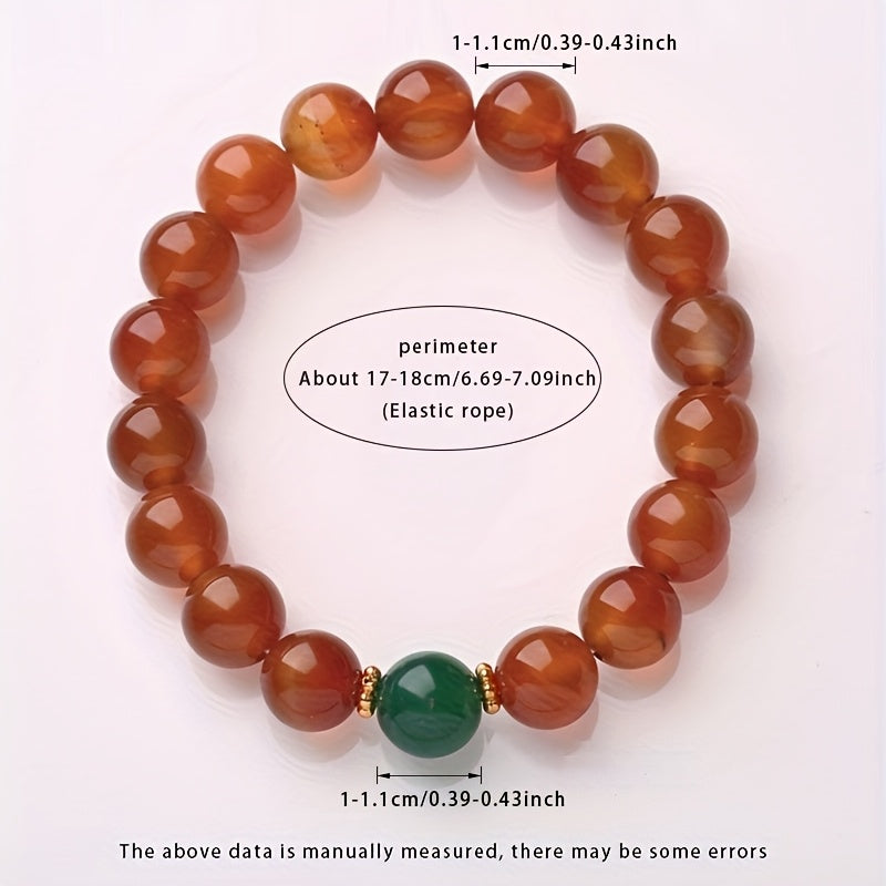 Red Agate Beaded Bracelet - Protection & Courage Energy for Daily Wear