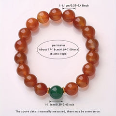 Red Agate Beaded Bracelet - Protection & Courage Energy for Daily Wear