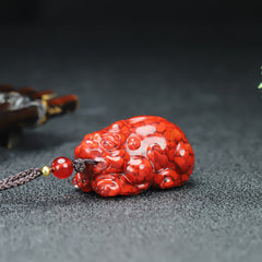 Natural Raw Mineral Sand Pixiu Pendant for Wealth, Protection, and Feng Shui