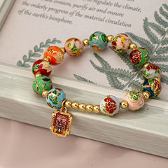 Elegant Vintage-Inspired Zodiac Flower Charm Bracelet - Stretchy Alloy for Daily & Party Wear