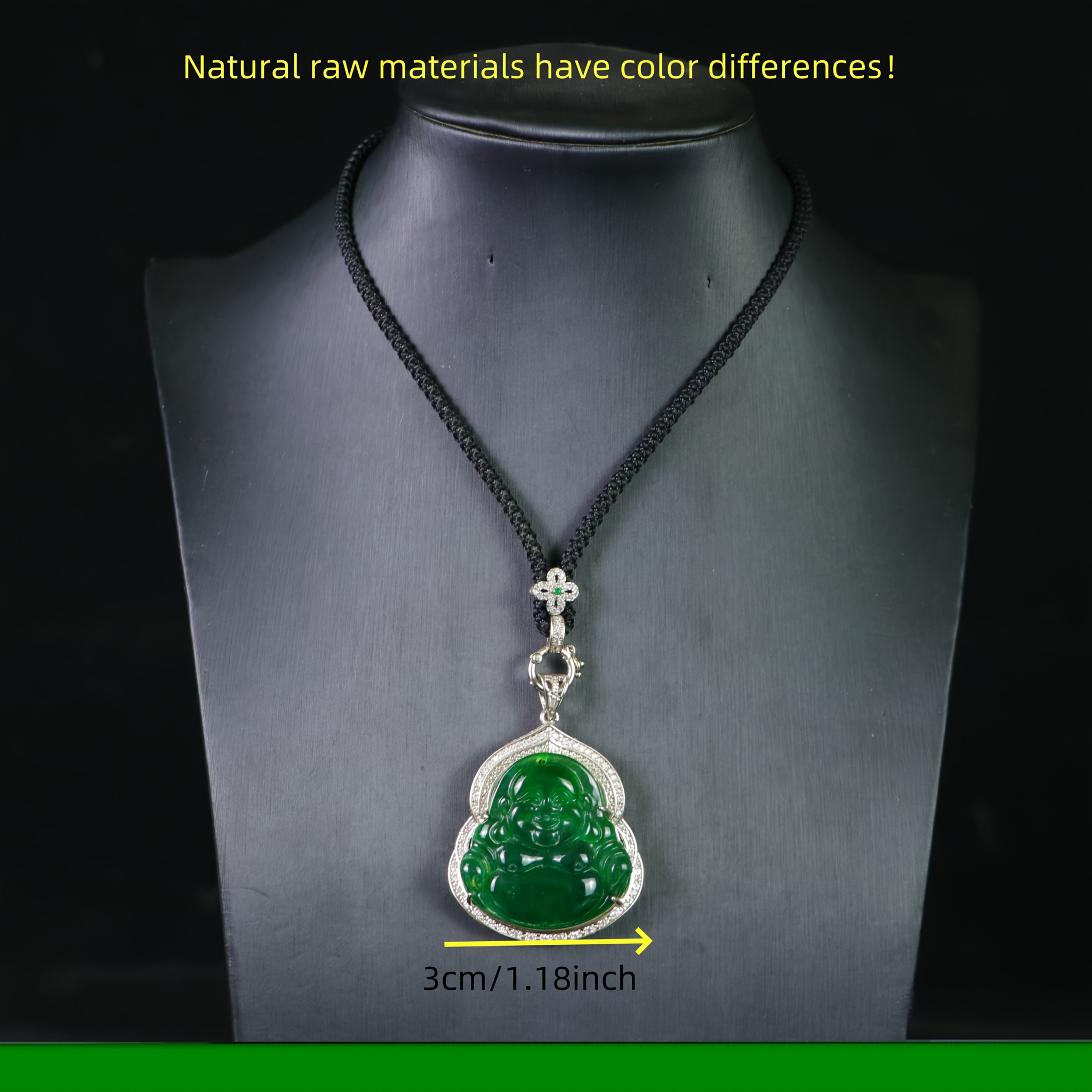 Elegant Faux Jade Emperor Character Pendant Necklace for Men and Women - Natural Stone for Authority, Protection and Spiritual Harmony